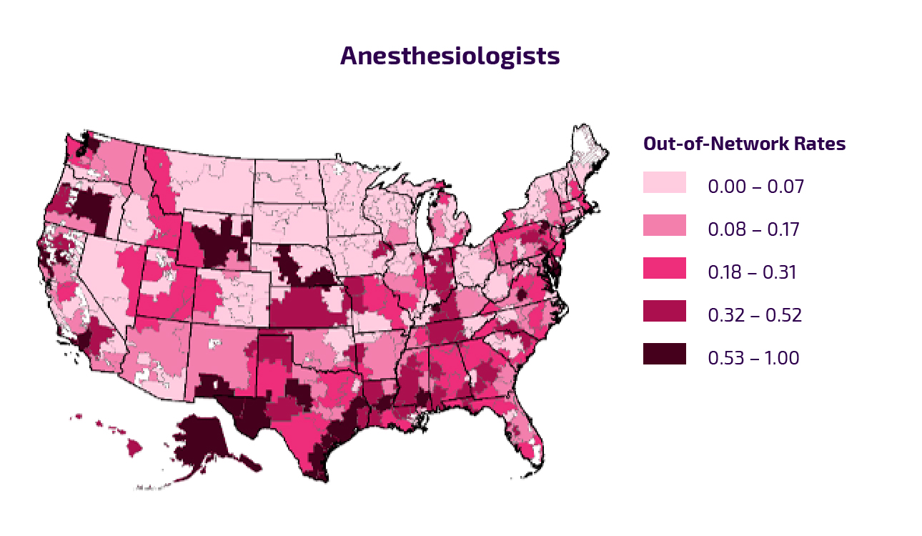 Distribution of Out-of-Network Billing Across Hospitals - Anesthesiologists