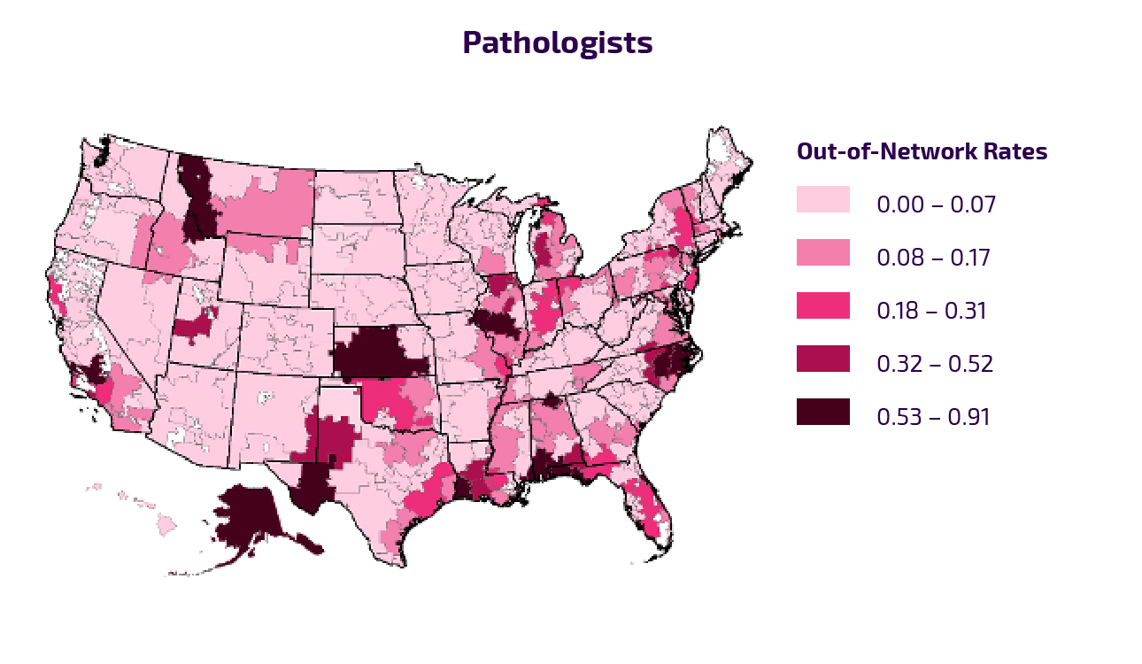 Out-of-Network Prevalence by Hospital Referral Regions - pathologists
