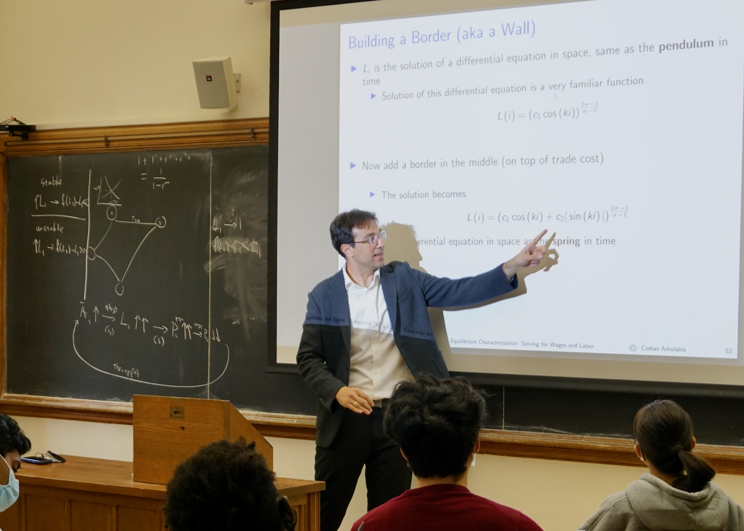 Arkolakis teaching a class on "The Economics of Space" (ECON 433)