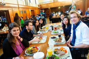 students eating in the cafeteria