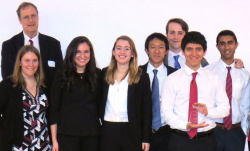 From left to right - tournament official, Bill English, Sienna Gough, Lydia Wickard, Michael Mei, Will McGrew, David Rubio, Rohit Goyal (Photo - Deb Bloomberg)